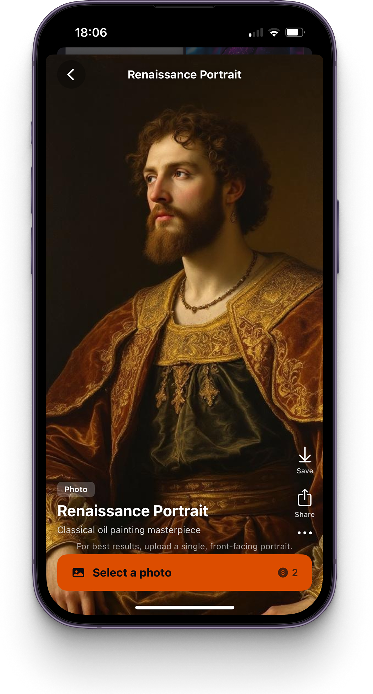 Realistic Renaissance portrait AI style in VidBerry — classical oil painting from selfie
